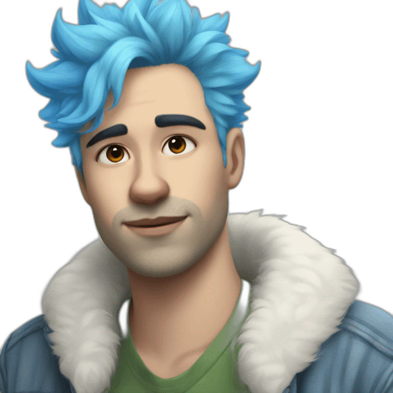 white pregnant queer furry blue haired man emoji