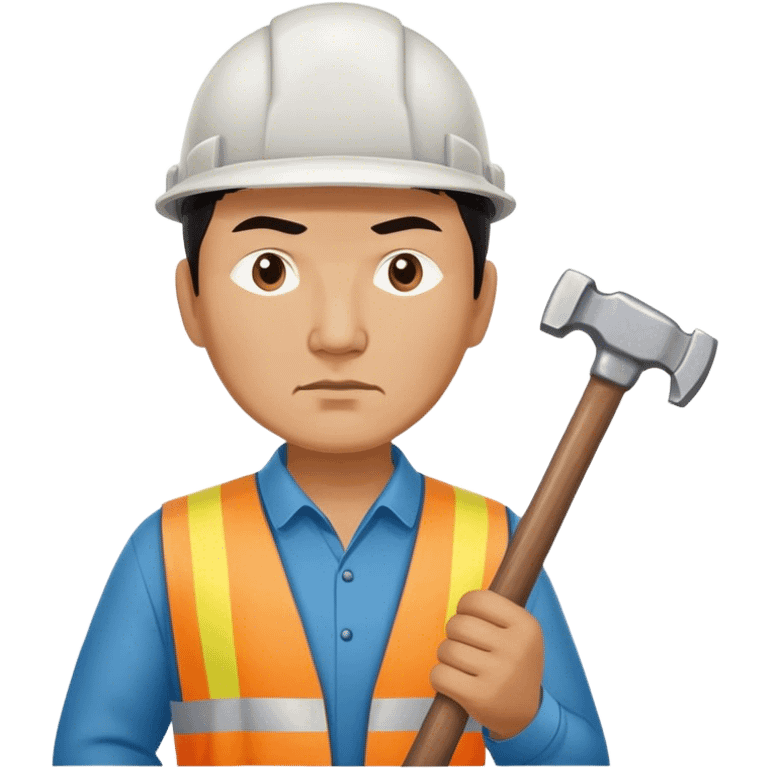 serious kazakh worker middle age photorealistic with hammer emoji