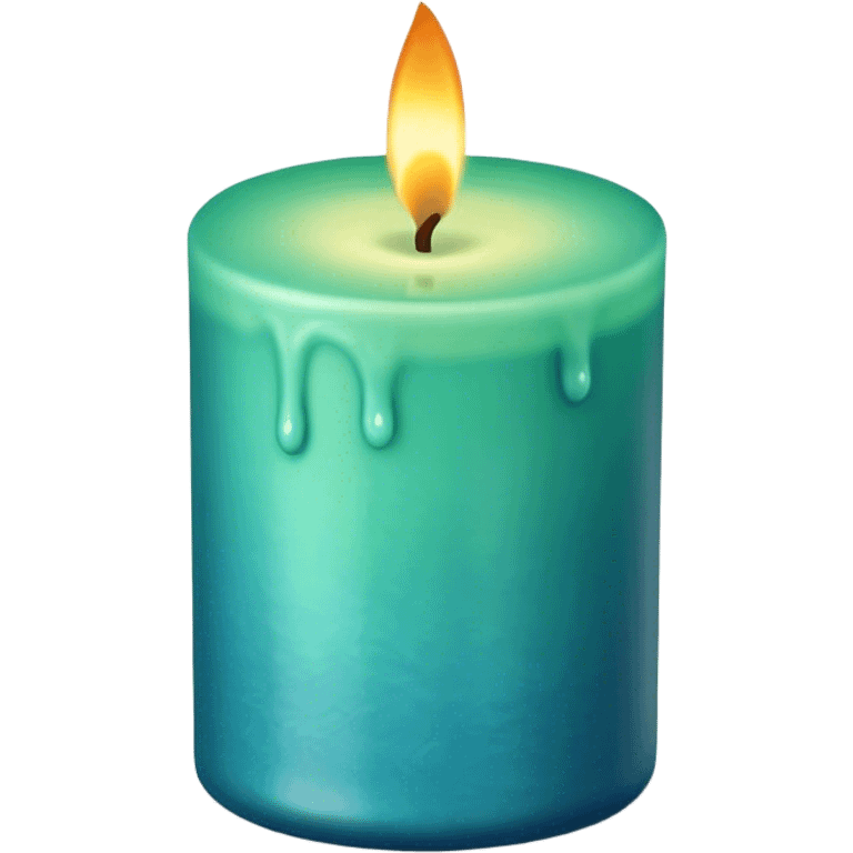 autumn vibe candle in the color blue and green emoji