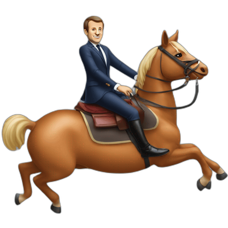 emmanuel macron riding a saussage emoji