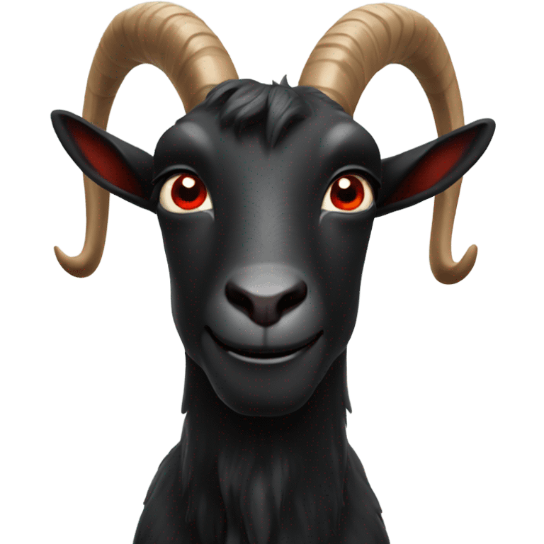 Black goat red horns emoji