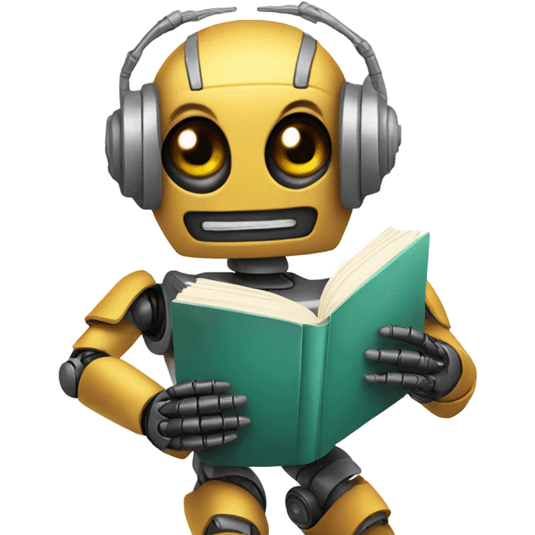 cute robot holds a book emoji