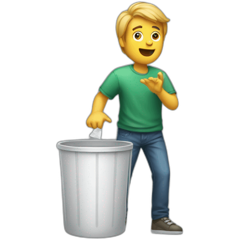 sketchy man throwing somethinginto the trash can emoji