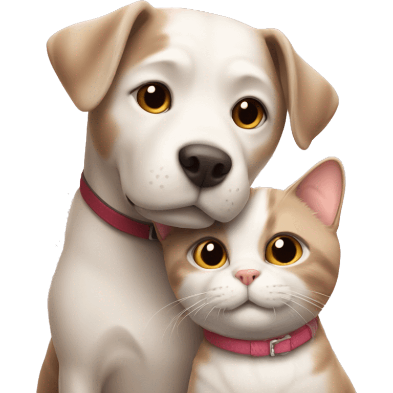 Cat and dog in love emoji