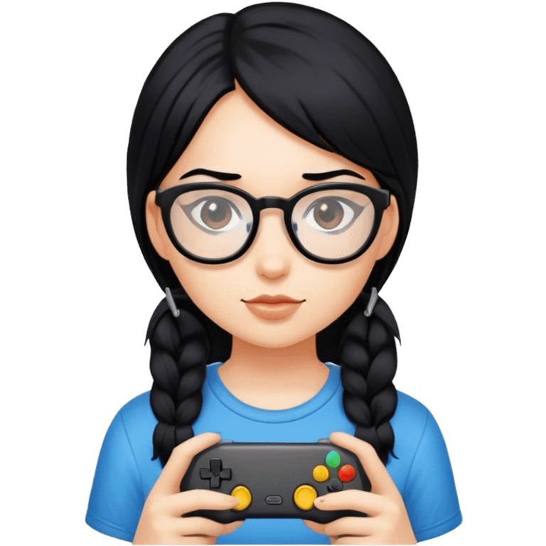 gamer, black hair girl with glasses emoji