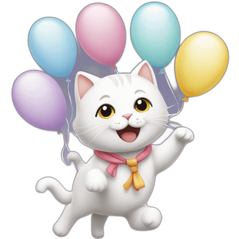 white-cat-Celebrating-balloons  emoji