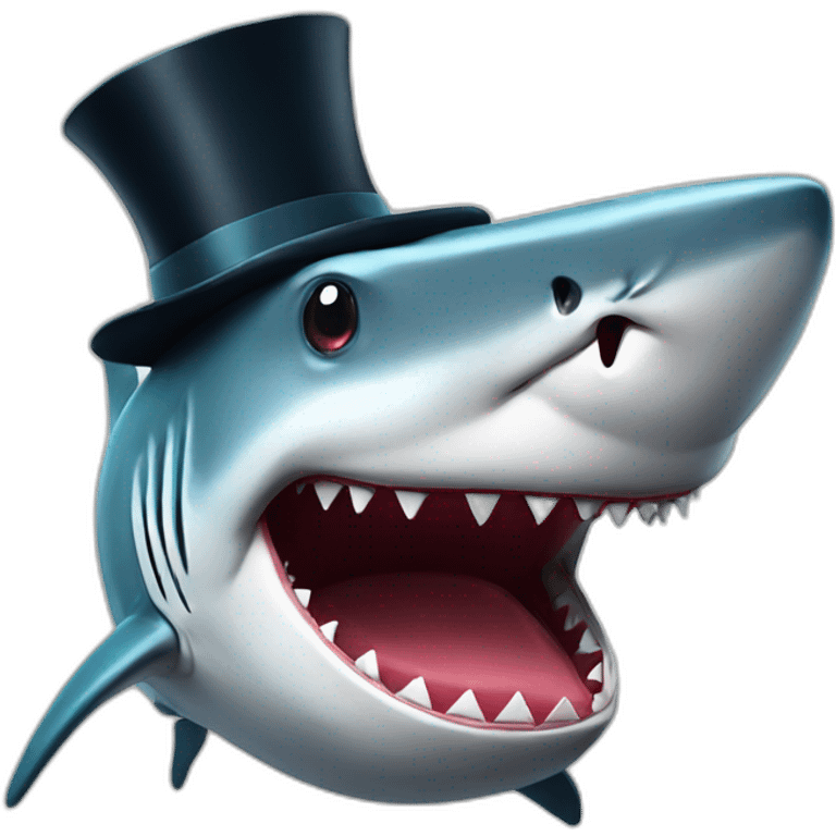 Shark with a top hat laughing  emoji