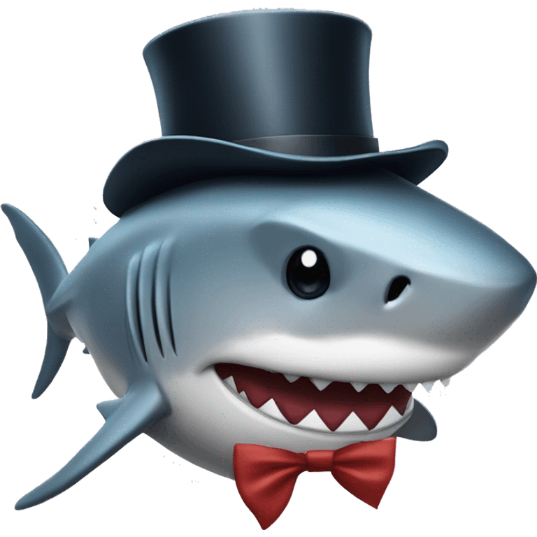 Shark with top hat and fancy bow tie emoji