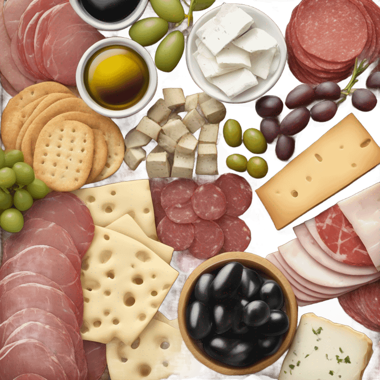 Charcuterie board with red and white wine emoji