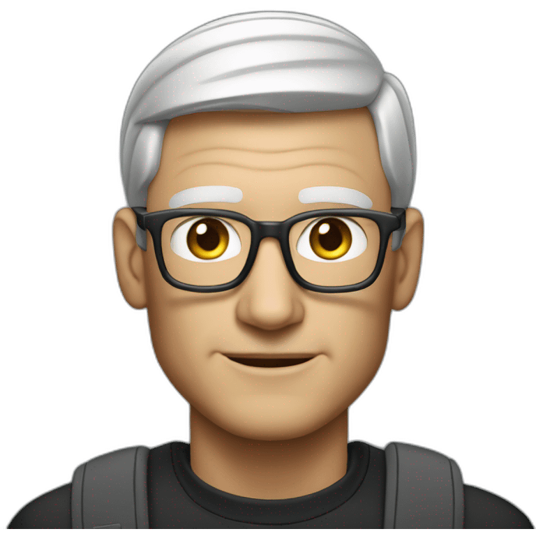 tim cook with a macbook pro emoji