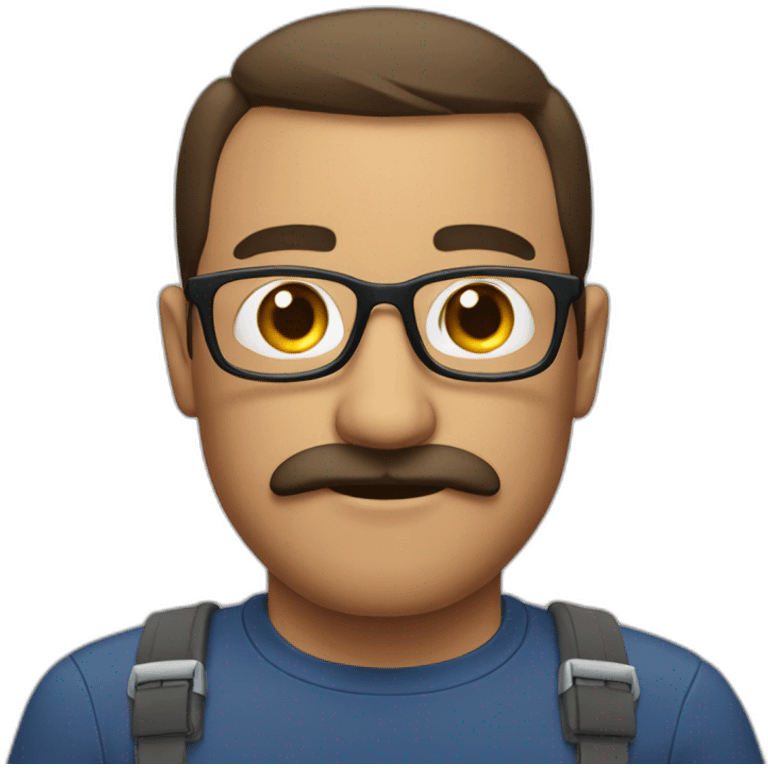 glasses and mustache man without t-shirt emoji