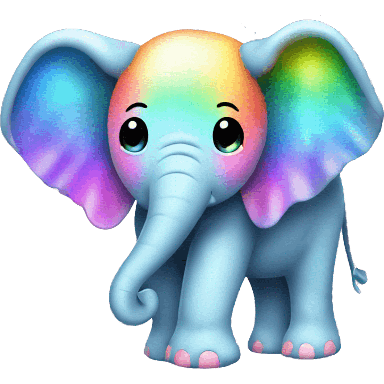 Kawaii bedazzled pastel neon rainbow elephant emoji