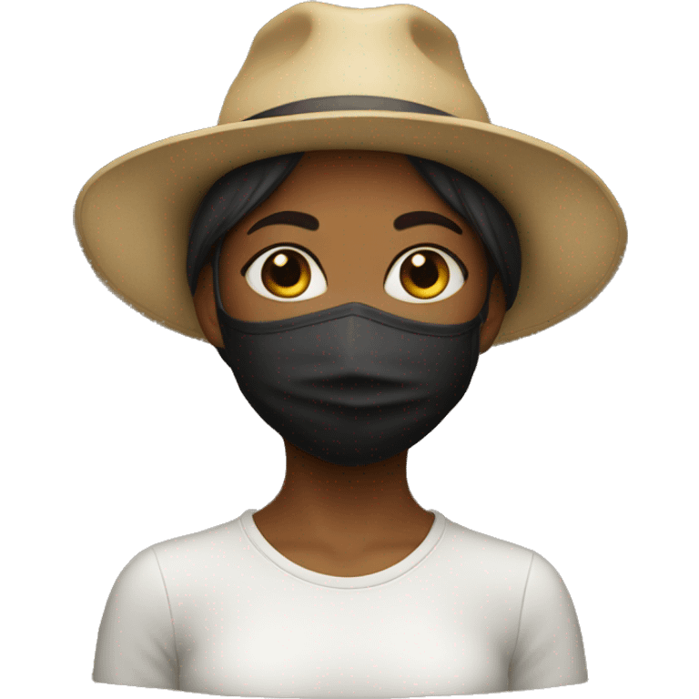 Girl in mask with hat emoji