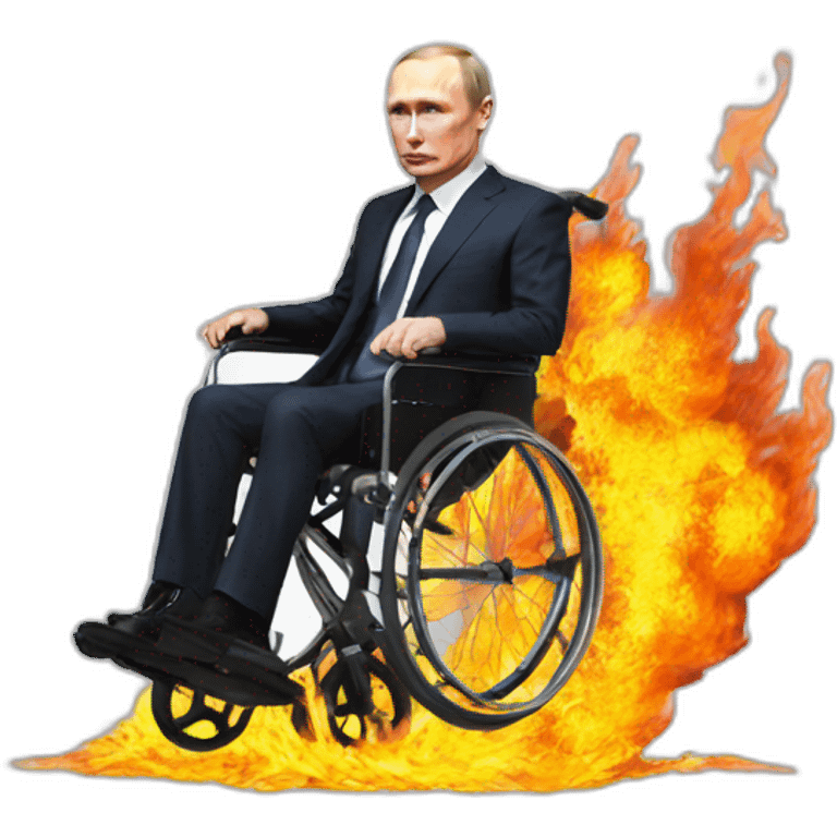 putin in wheelchair on fire emoji