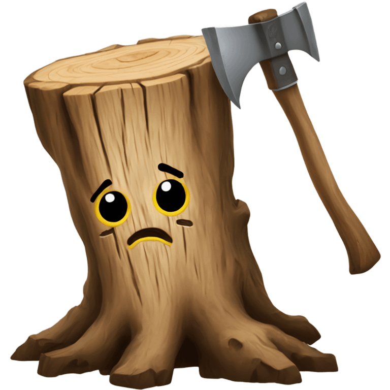 Tree stump with an axe cleaved in  it  emoji