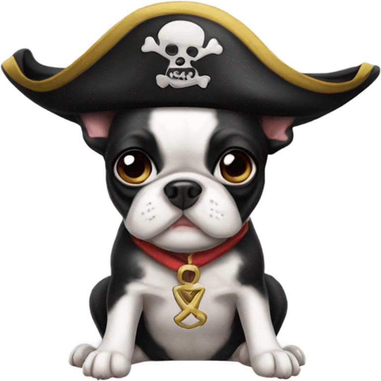 Pirate hat on Boston terrier emoji