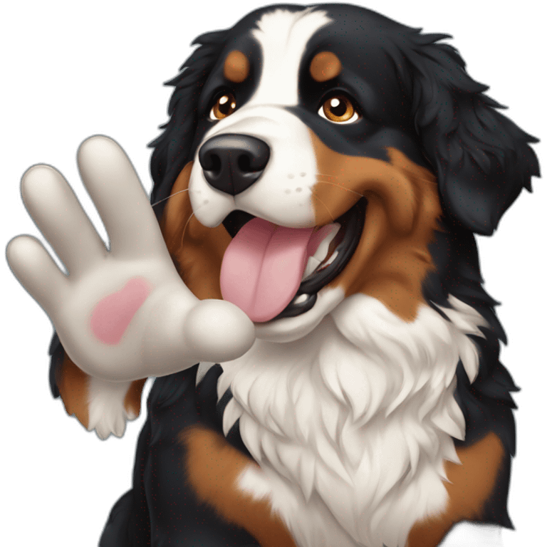 Bernese mountain dog give me five emoji