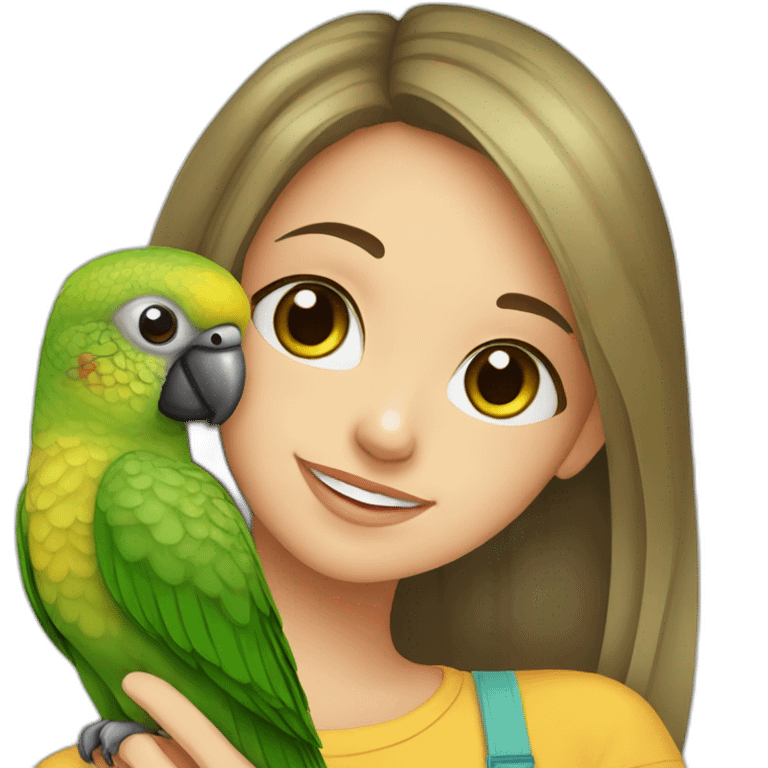 Green cheek conure with a girl emoji