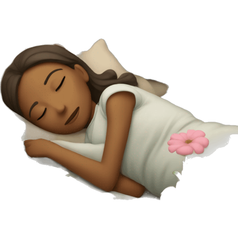 Girl sleeping in a flower bed emoji