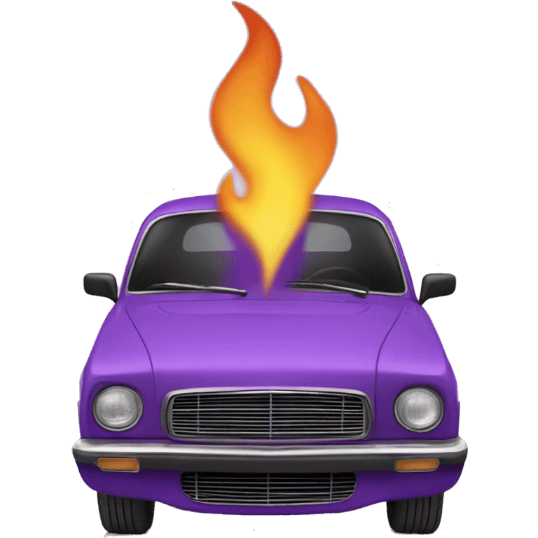 Purple Flammes in the background and and car in the middle emoji