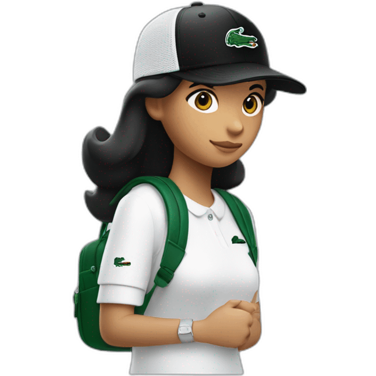 Lacoste bag latin girl with black lacoste cap emoji