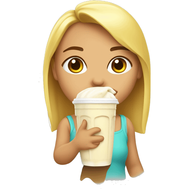 Chica rubia bebiendo batido  emoji