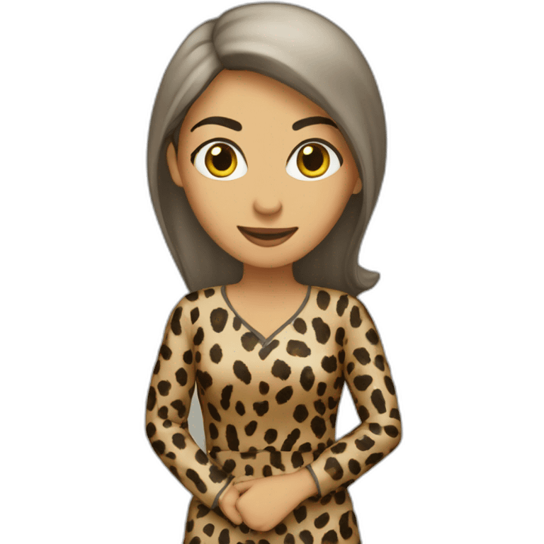 Arabic teacher wearing a leopard dress emoji