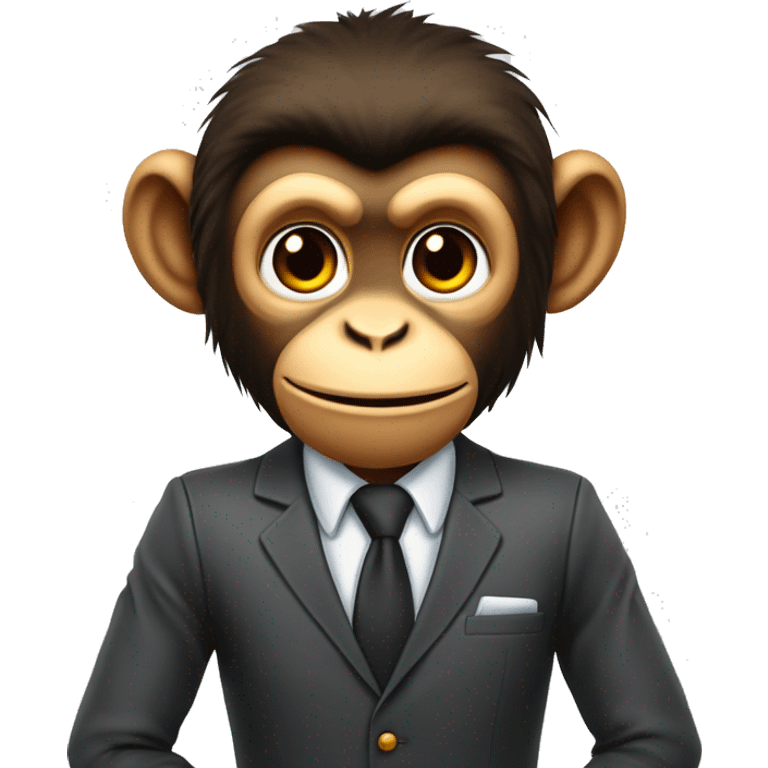 A monkey handlig a busines but its getting impossible, mke it more happie like he finally found what could solve is problems emoji