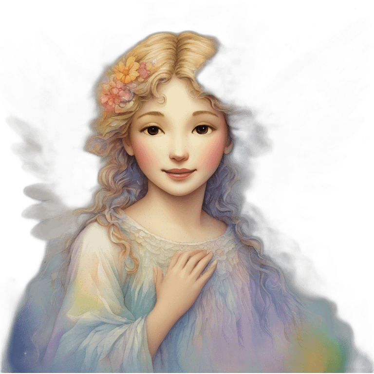 Angel in watercolor in raimbow colors as josephine wall art emoji