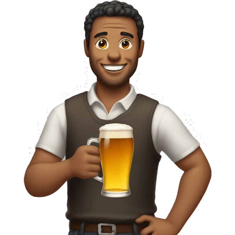 Man holding beer smiling  emoji