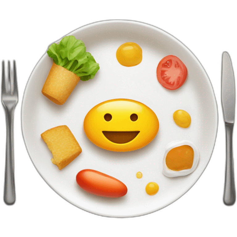 Gourmet plate with little food in the middle and big empty round border emoji