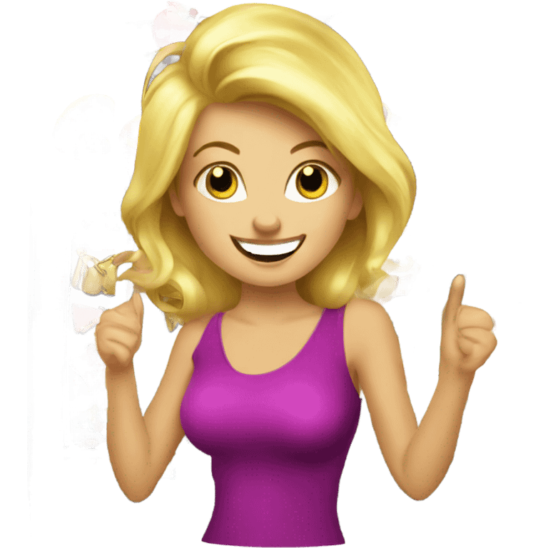 Blonde Lady winning at a slot machine  emoji