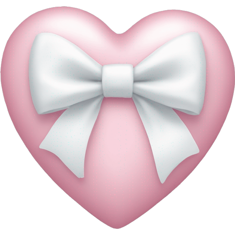 Pastel pink heart with white bow emoji