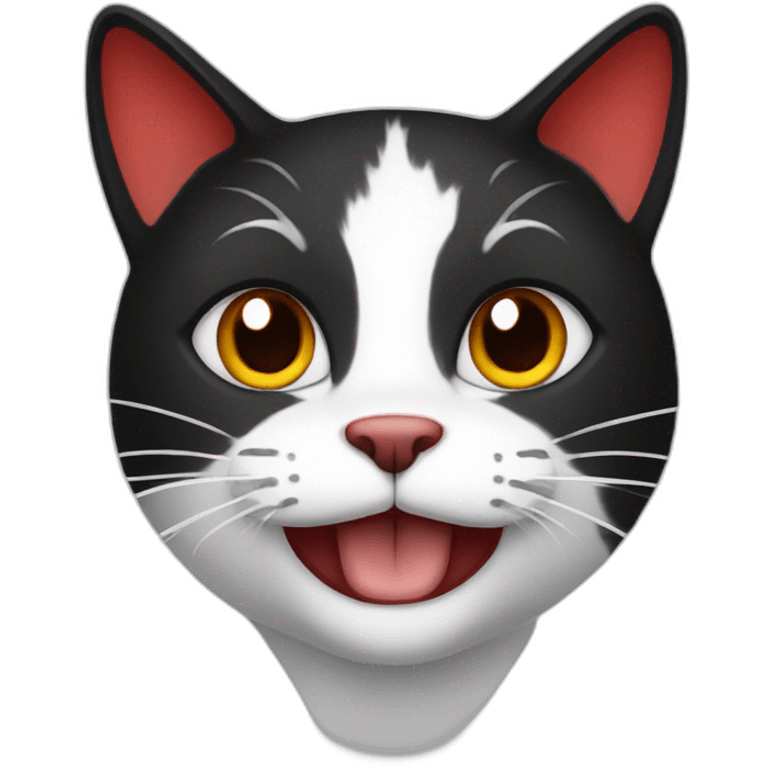 black-white-red cat emoji