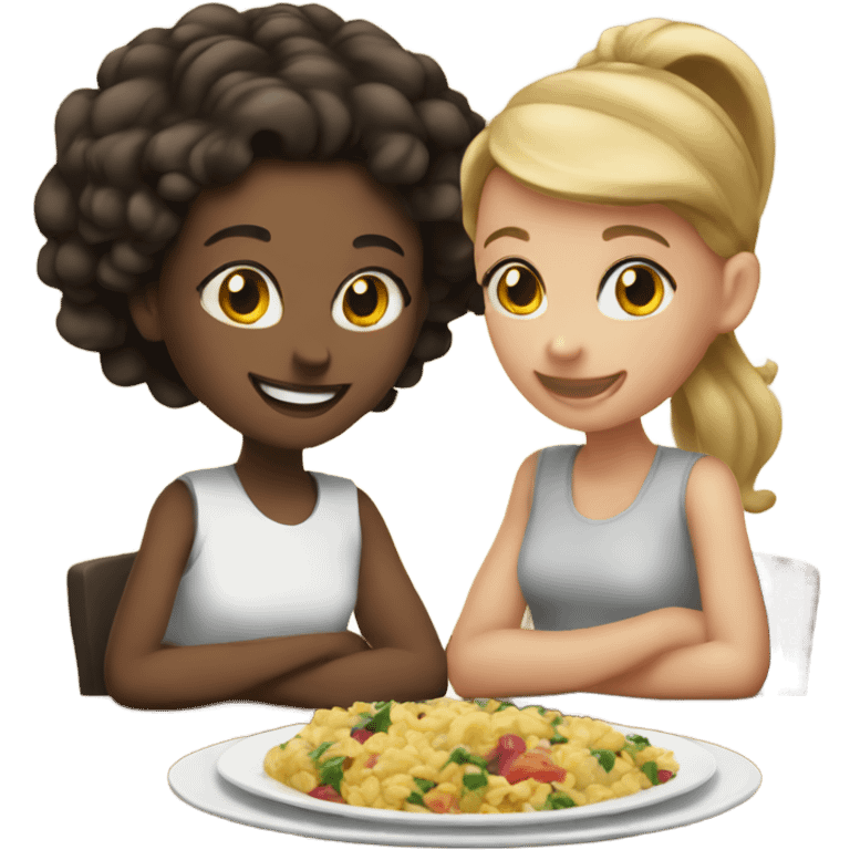 smiling girls at the table emoji