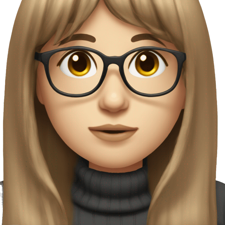 egirl with long brown hair and bangs and glasses emoji