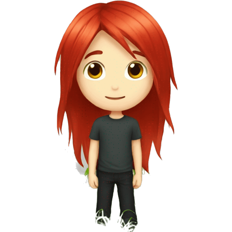 boy with long red hair emo and grass emoji