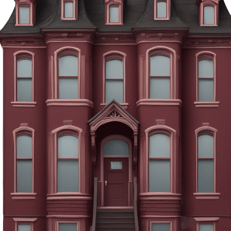 The front of a maroon victorian cedar shingling home emoji