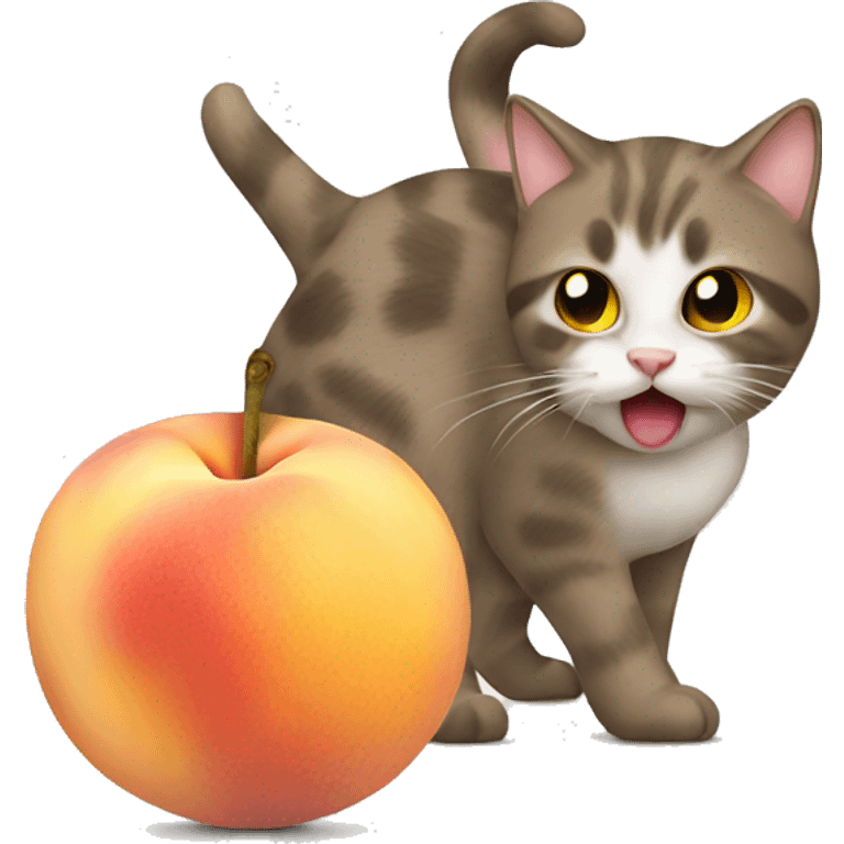 Cat eating a peach emoji