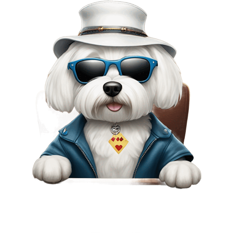 White Maltese playing poker emoji