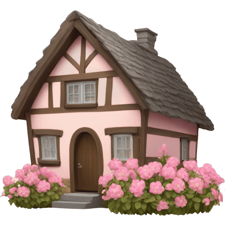 cottage with pink flowers emoji