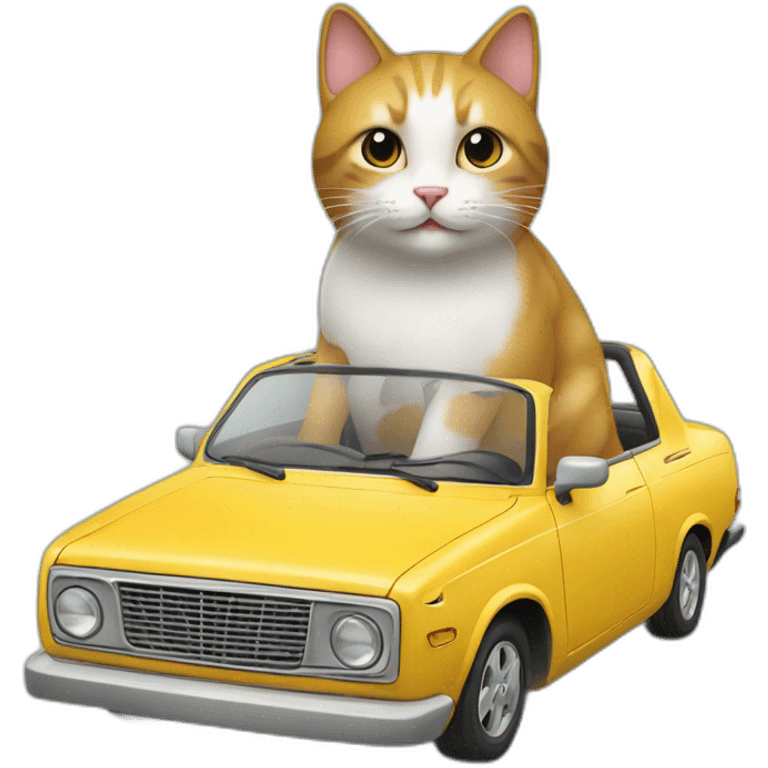 un chat sur une voiture emoji