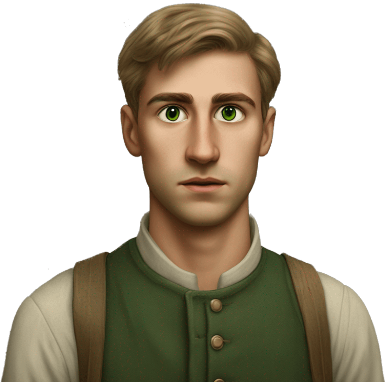 25 year old green eyed peasant during the 1917 revolution in russia photorealistic serious emoji