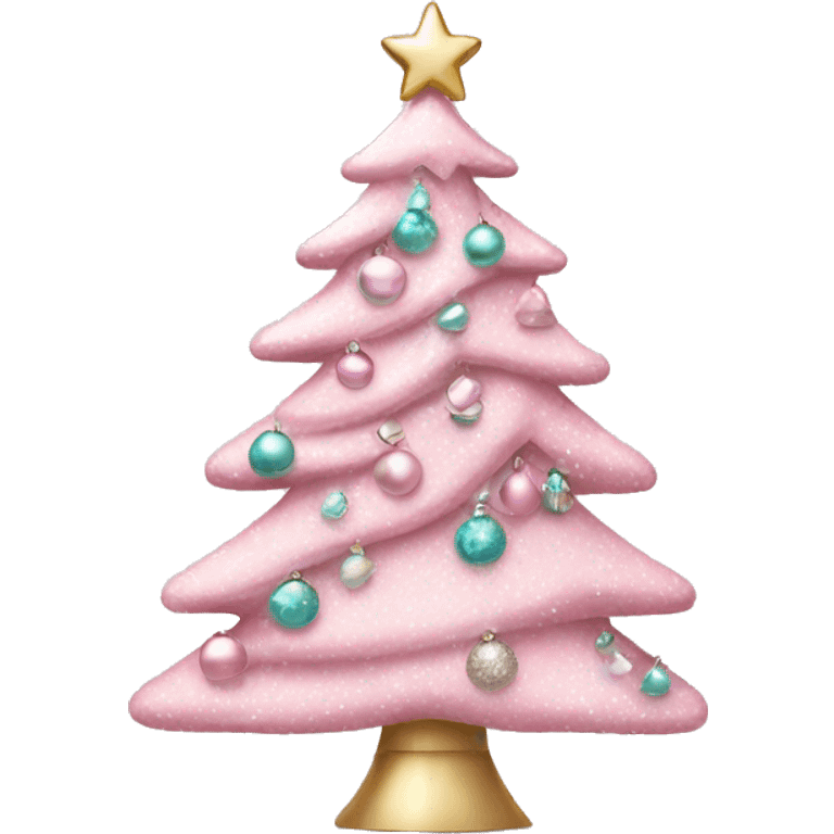 Pastel pink decorated Christmas tree emoji