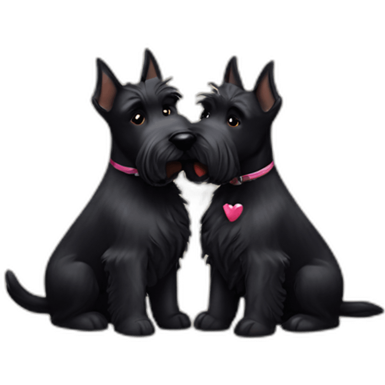 Two black Scottish terrier kissing emoji