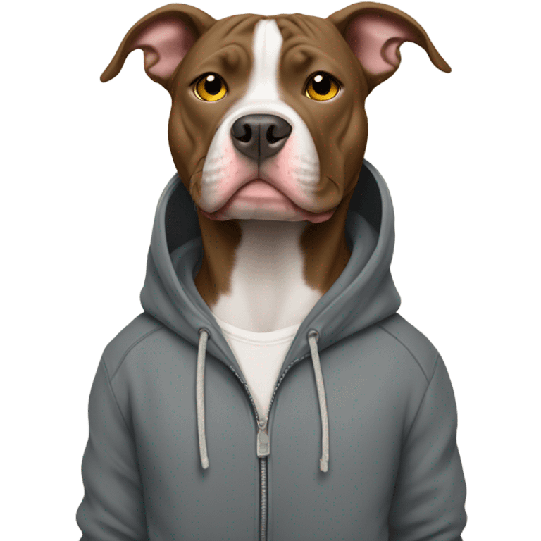 Pitbull wearing a hoodie emoji