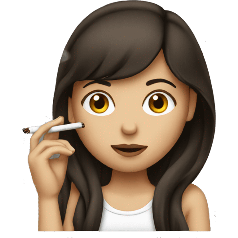 brunette girl smoking emoji