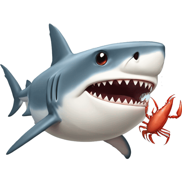 Shark who loves crab emoji