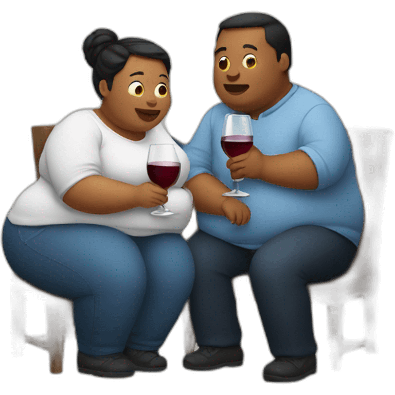 overweight couple drinking wine emoji