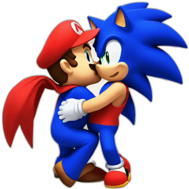 Sonic and super Mario kiss emoji